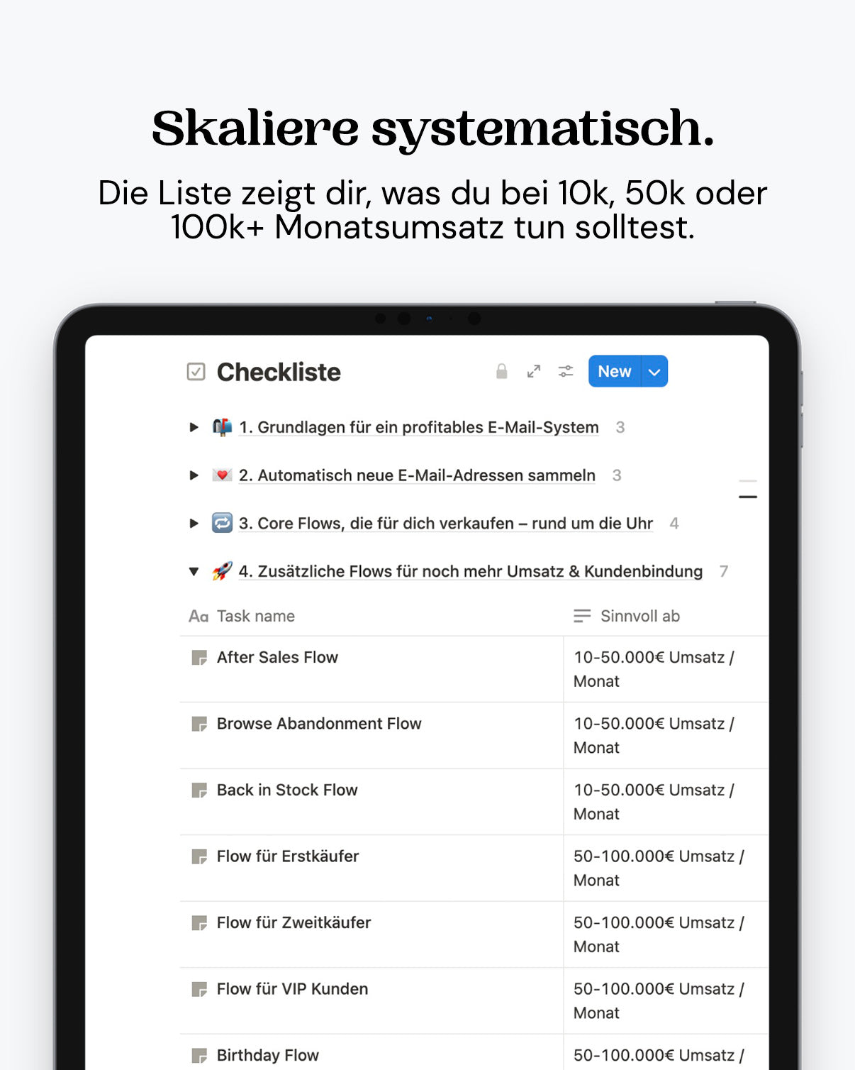 E-Mail Cashflow Checkliste
